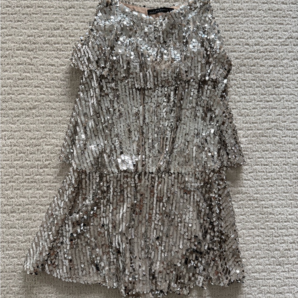 Silver Sequin ZARA Skirt XS